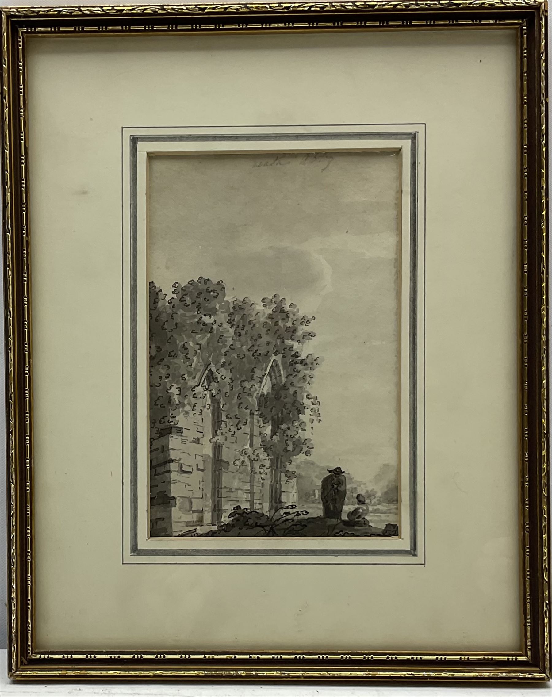 Elizabeth Blaquiere (18th/19th century): 'Neath Abbey' near Swansea Wales, pen ink and monochrome wash titled 15.5cm x 10cm
Provenance: from the collection of Terence G Phillips, Danesbury House, Neath, Glamorgan
