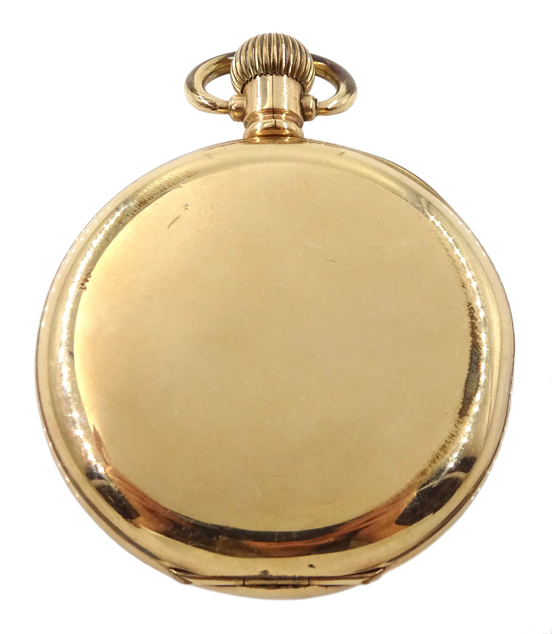 Early 20th century gold-plated keyless open face Swiss lever pocket watch by Northern Goldsmiths Co, Newcastle Admiralty, case by Dennison