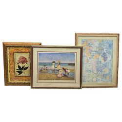 Rene Legrand (French 1923-1996): Children Playing on Beach, limited edition colour print signed in pencil together with two prints (3)