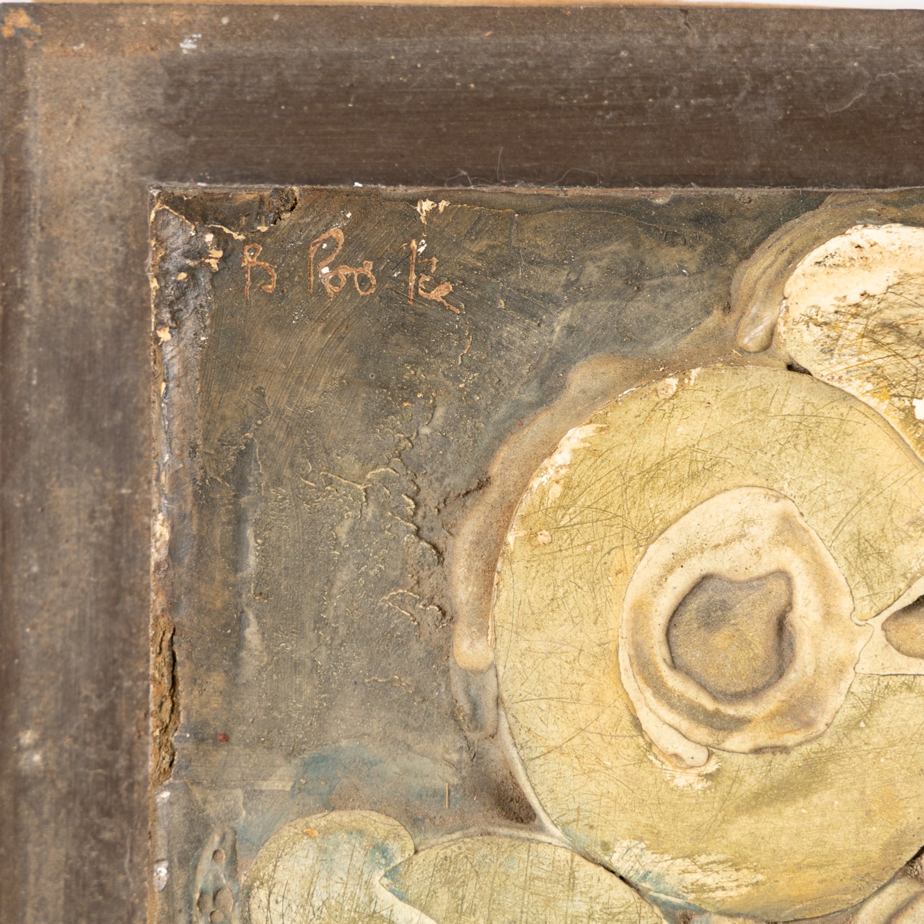 Bernard Rooke (b1938-), large relief moulded Studio pottery wall plaque, signed 61cmx61cm