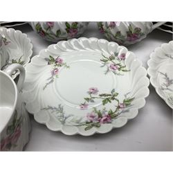 Limoges Haviland pattern coffee service for eight, comprising coffee pot, covered sucrier, milk jug, dessert plates, cups and saucers (27)