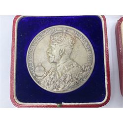 King George V 1911 Coronation medal and Investiture of Edward Prince of Wales medal, both cased