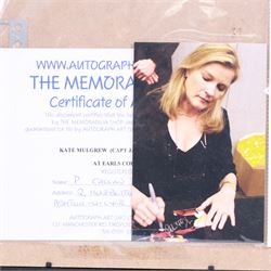 Star Trek Generations 'Two Captains, One Destiny' William Shatner (Captain James T Kirk) and Patrick Stewart (Captain Jean Luc Pickard) limited edition signed photographs, on wooden display board with plaque, limited edition no. 39/995, together with a framed Kate Mulgrew (Captain Janeway) signed photograph, tallest frame H42cm