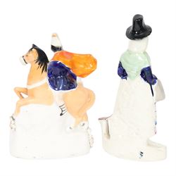 19th century Staffordshire figure group, St George and the Dragon, circa 1850, H22cm, together with a 19th century Staffordshire figure, Jenny Jones, circa 1830-1870, H25.5cm