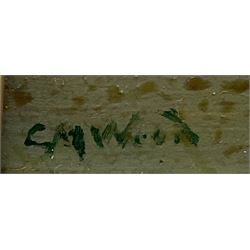 Catherine M Wood (British 1857-1939): Still Life of Roses, oil on panel signed 16cm x 22cm