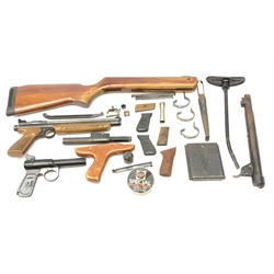 Crosman American .177 classic air pistol and a collection of air weapon spare parts
