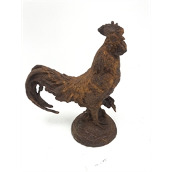 Small cast iron cockerel garden figure, H41cm