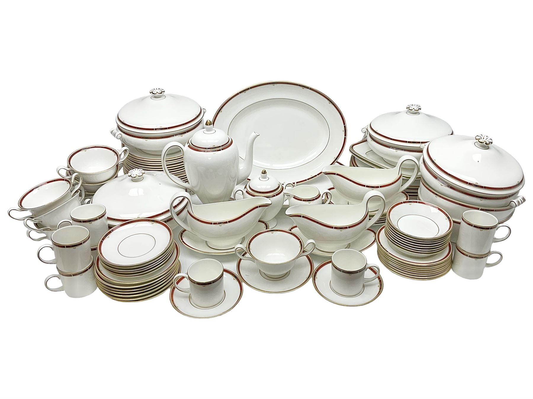 Wedgwood Colorado pattern dinner and coffee service for eight, to include coffee pot, milk jug, covered sucrier, coffee cans and saucers, dinner plates, side plates, twin handled bowls, four covered vegetable tureens etc (92)