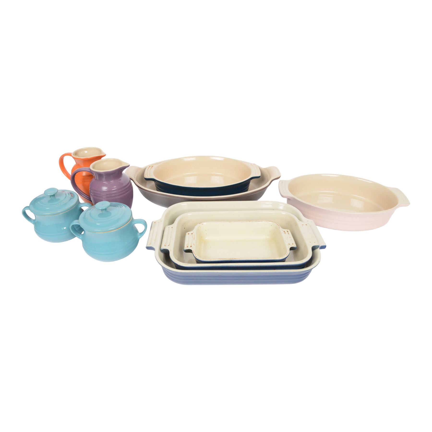 Le Creuset ceramic kitchen wares baking dishes, petit casseroles, jugs etc  