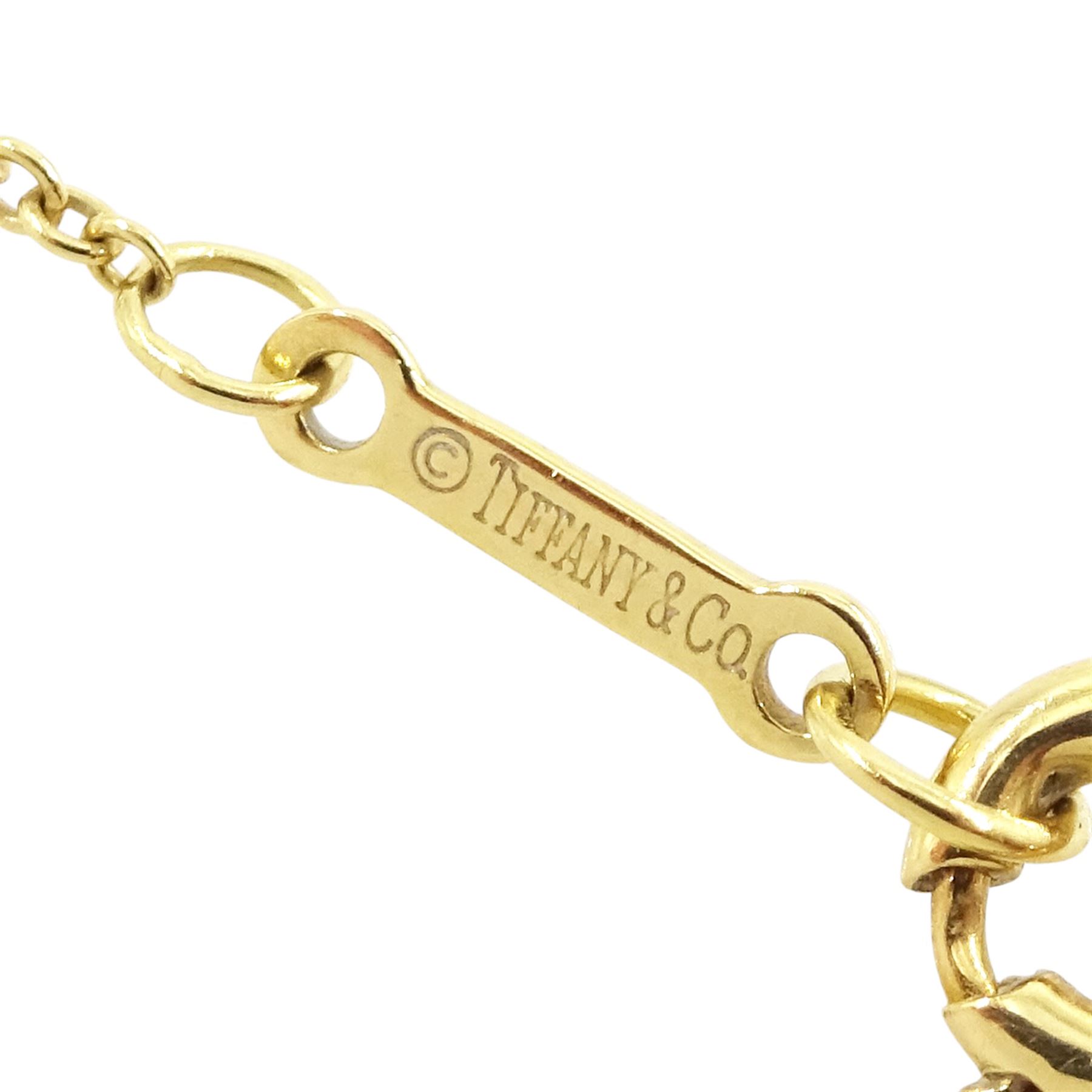 Tiffany & Co 'Diamonds by the Yard' 18ct gold single stone round brilliant cut diamond necklace, designed by Elsa Peretti, diamond approx 0.25 carat