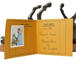 Robert Campbell figure 'Rolling Horse', limited edition no. 2/25, on wooden plinth, with certificate, L39cm