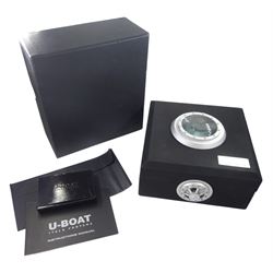 Italo Fontana U-Boat Flightdeck Cas Beige gentleman's stainless steel automatic watch, Ref. 7117, cream dial with Arabic hour markers and three subsidiary dials, on original brown leather strap, boxed with warranty card dated 2014