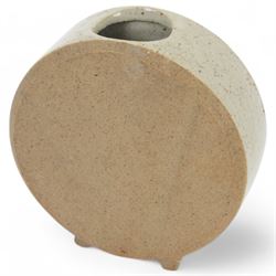 Three studio pottery vases, comprising two pieces by Kamini and a larger circular example, tallest H18cm