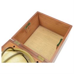 Cary Porter Ltd celestial navigational star globe patent no. 21450, the cream coloured sphere printed in black with stars and constellations, with brass meridian and horizon rings, contained within a fitted wooden box with paper instruction label to interior, globe diameter 11.5cm, box H21cm