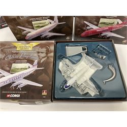 Corgi - Aviation Archive, eleven ‘Classic Propliners’ 1:144 scale models comprising Vickers Viscount models; 47601 700 Series British European Airways; 47602 Parcelforce; 47603 Continental Airlines; 47604 800 Series Lufthansa; 47605 700 Series British Eagle no.391/2900; 47606 806 Virgin Atlantic Airways; 47607 802 British European Airways; 47608 806 British Airways no.985/3000; 47609 836 British Midland Airways no.1530/2500; AA30501 800 Aer Lingus no.651/2100; AA30503 800 British Air Ferries no. 1131/2100; all boxed (11) 