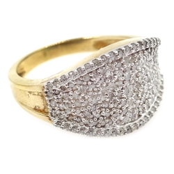  Gold diamond cluster ring, hallmarked 9ct  