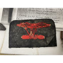 WW1 British Army Derby Scheme 1915 Attested armband; beret with East Yorkshire cap badge; pair of fur lined leather flying/motorcycle goggles; HMS Pembroke cap band; and small quantity of RNAS cloth and metal badges etc