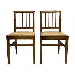Acornman - set six (4+2) oak dining chairs, shaped cresting rail over moulded upright slats, square tapering supports joined by H-stretchers, by Alan Grainger, Brandsby, York