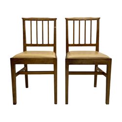 Acornman - set six (4+2) oak dining chairs, shaped cresting rail over moulded upright slats, square tapering supports joined by H-stretchers, by Alan Grainger, Brandsby, York