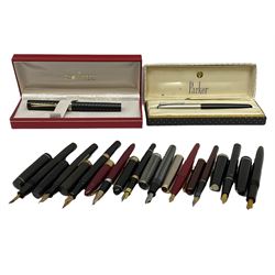 Six fountain pens with gold nibs to incl