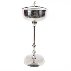 Modern chrome plate Champagne Bollinger/ice bucket on stand with cover, H85cm