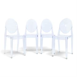 In the manner of Kartell Louis 'Ghost' chairs, transparent moulded plastic, with oval back...