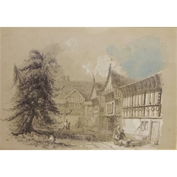  Joseph Nash (British 1809-1878): 'Speke Hall Lancashire', pencil with white and blue washes unsigned, titled and inscribed verso 23cm x 32cm (mounted)  