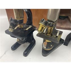 Four microscopes, comprising Nomo Biolam, RCS Zoo Lab 240, R Beck no 13756 and one other