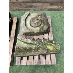 Late 18th century stone garden arbour pediment