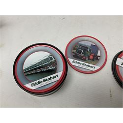Eddie Stobart - accessories, memorabilia and promotional merchandise including Corgi Self Assembly Model Transport Depot and Five Figures Set; scarf; slippers; mugs and beakers; coasters; note book; books etc