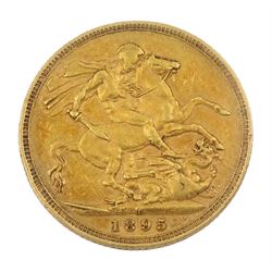 Queen Victoria 1895 gold full Sovereign coin, Melbourne mint