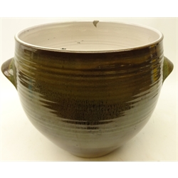  Guy Sydenham for Poole pottery, large stoneware twin handled pot, impressed marks & monogram, H32cm   
