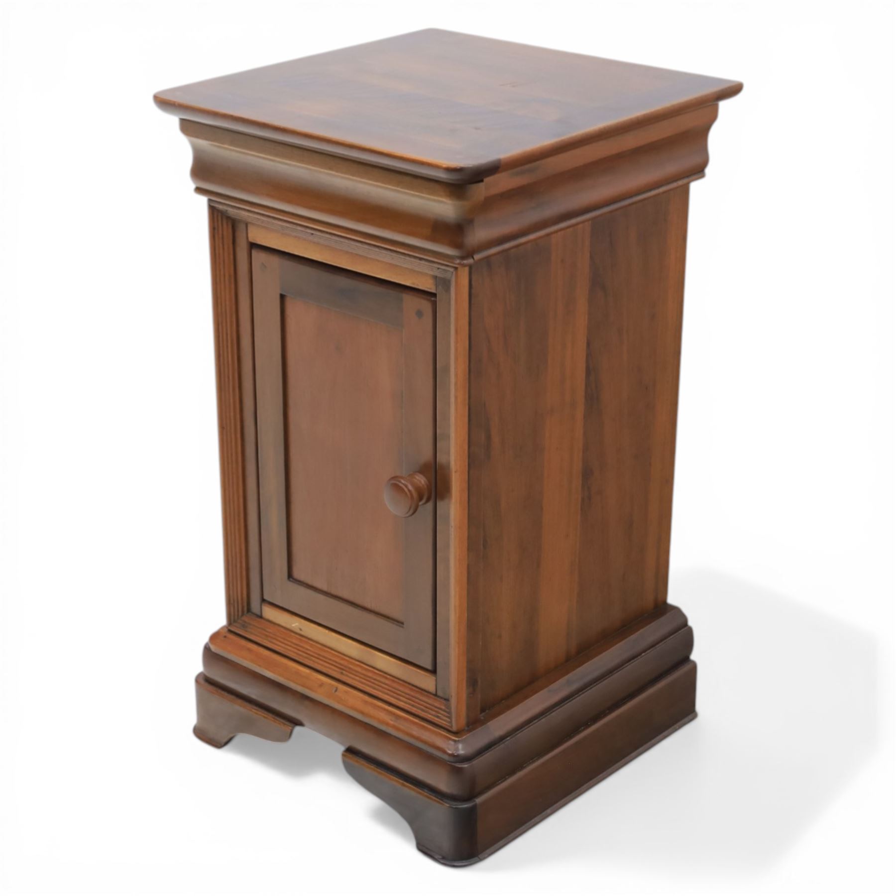 Willis & Gambier - 'Louis Philippe' French cherry bedside chest, with frieze drawer with moulded edge pull, above a single cabinet door, raised on bracket feet