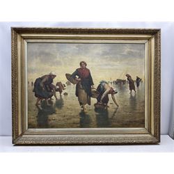 French School (19th century): Breton Cockle Pickers, oil on canvas unsigned 79cm x 109cm