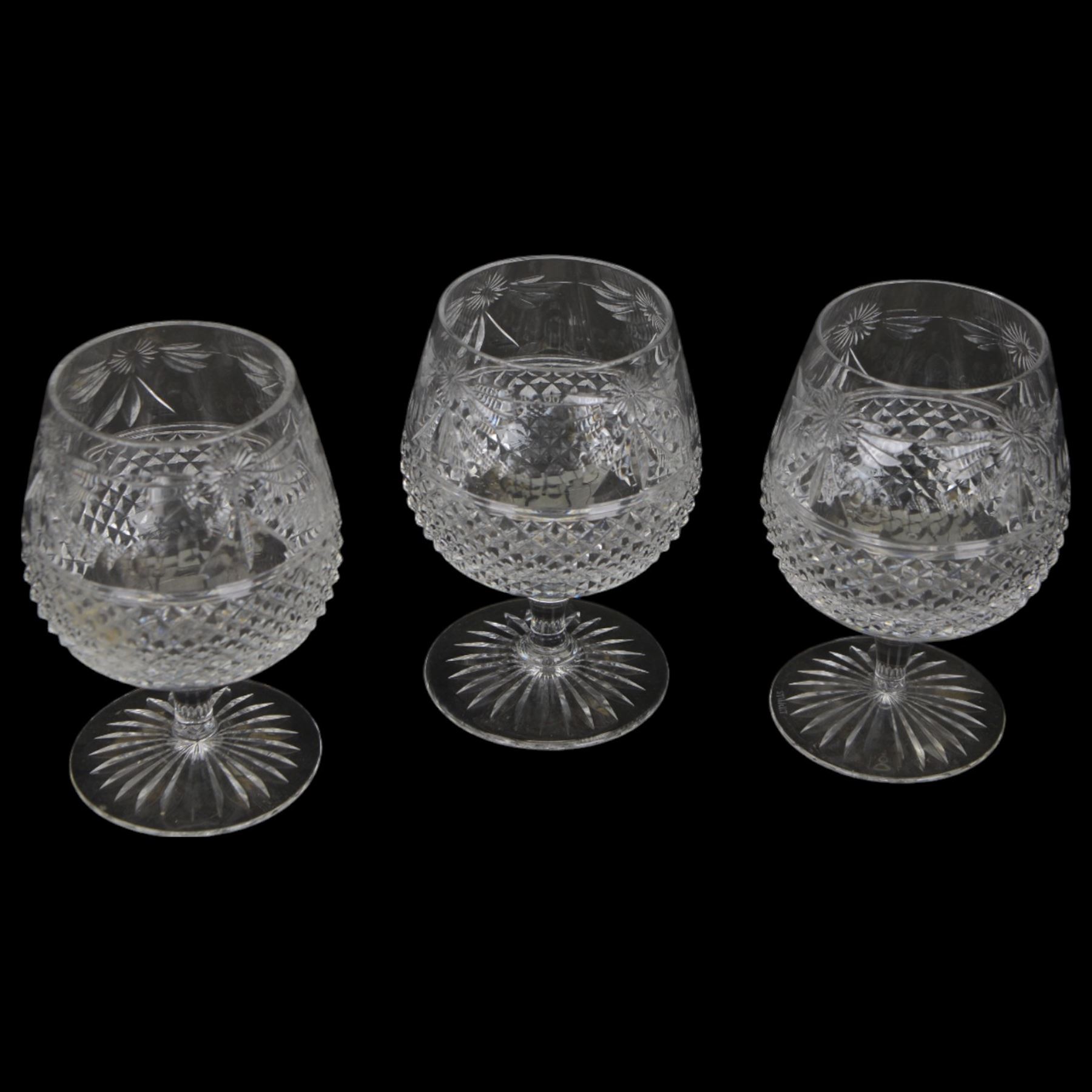 Set of six Stuart Crystal Beaconsfield pattern brandy glasses and set of six sherry glasses