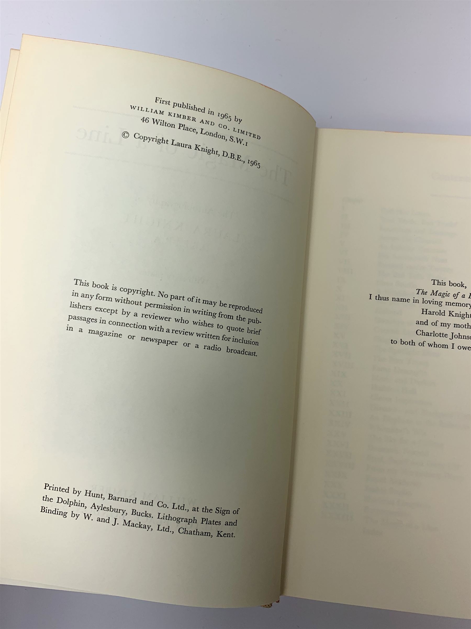 Laura Knight, The Magic of a Line, The Autobiography of Laura Knight, 1965, William Kimber, London, signed in black pen by Laura Knight, together with a postcard signed Laura K. 