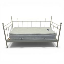 Ikea - 'Linga' white day bed and single Rest Assured mattress, with metal headboard and fo...