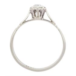 18ct white gold single stone old cut diamond ring, stamped, diamond approx 0.45 carat