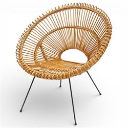 Janine Abraham and Dirk Jan Rol - Mid 20th century rattan sun lounger chair, circular open...