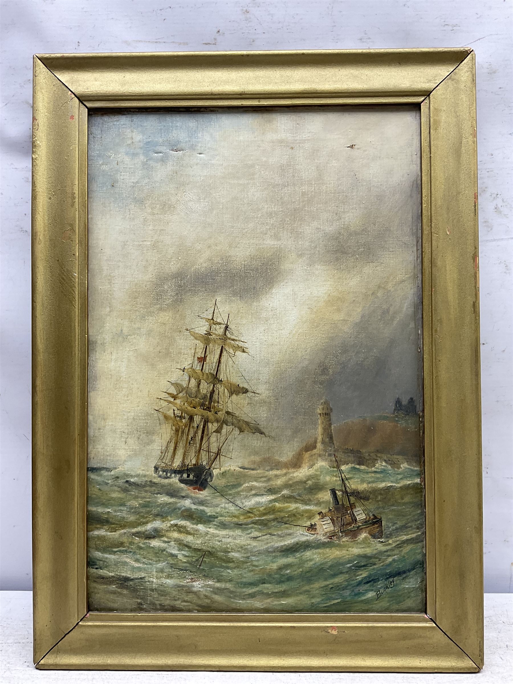 Buckley (British 19th Century): 'Fish Quay Whitby' and 'Whitby Harbour', pair oils on canvas signed, titled verso 45cm x 30cm (2)