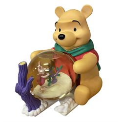 Winnie the Pooh Holiday Snowfall animated water globe, in box