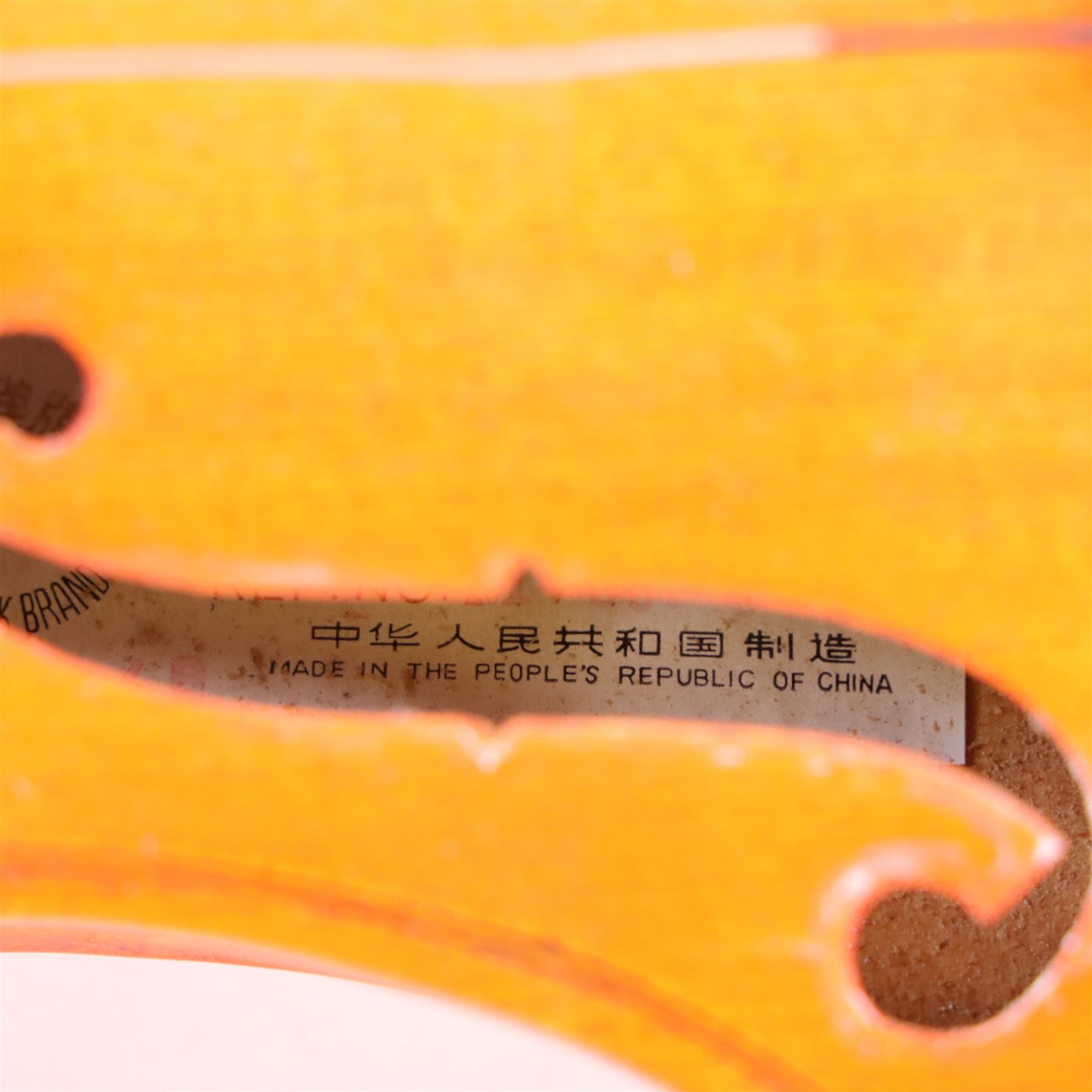 Chinese violin, in fitted case with bow, L