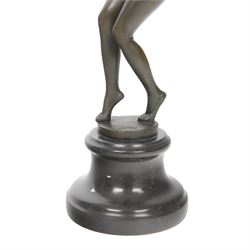  Art Deco style bronze figure of a dancer, upon a socle base, H37cm