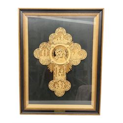 Cork carving of a religious cross depict