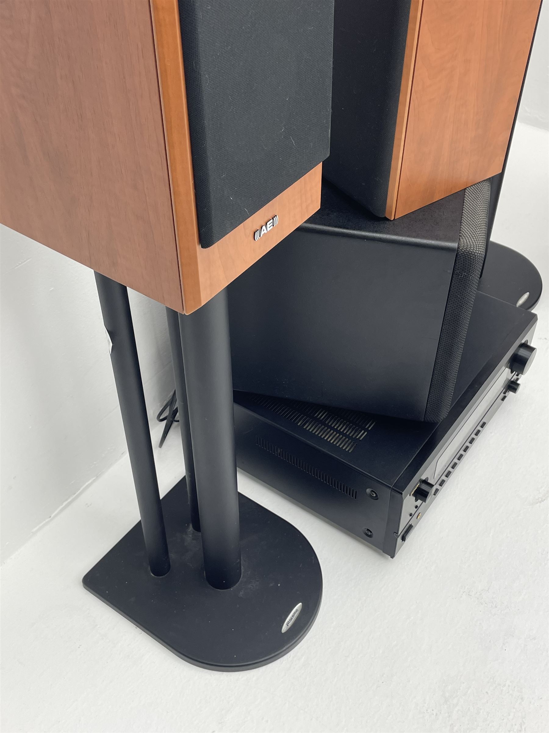 Stereo System - Denon AVR-3802 amplifier, Ral Q201E subwoofer, pair AE AEGISEVO THREE speakers, pair AE AEGISEVO ONE speakers on stands and AE AEGISEVO centre