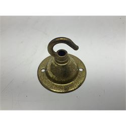 Edwardian floral cast gilt brass hall lantern of tapered pentagonal form, the five glass panels with etched decoration, overall approx L36cm excl chain