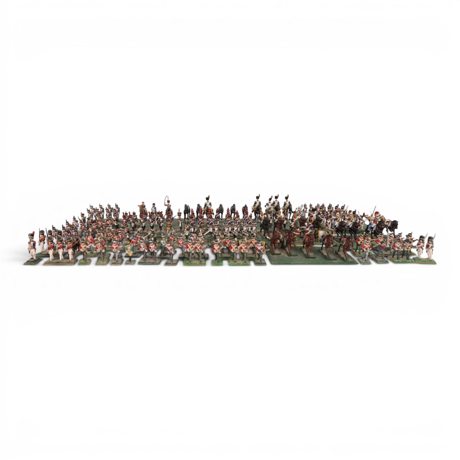 Collection of hand-painted 25-28mm lead soldiers, including Roman soldiers, Napoleonic Soldiers and Mounted Cavalry etc