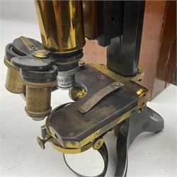 Three microscopes, comprising Swift and Son, Beck model 22 no 5512 amd E. Leitz Wetzlar no 113555, all boxed