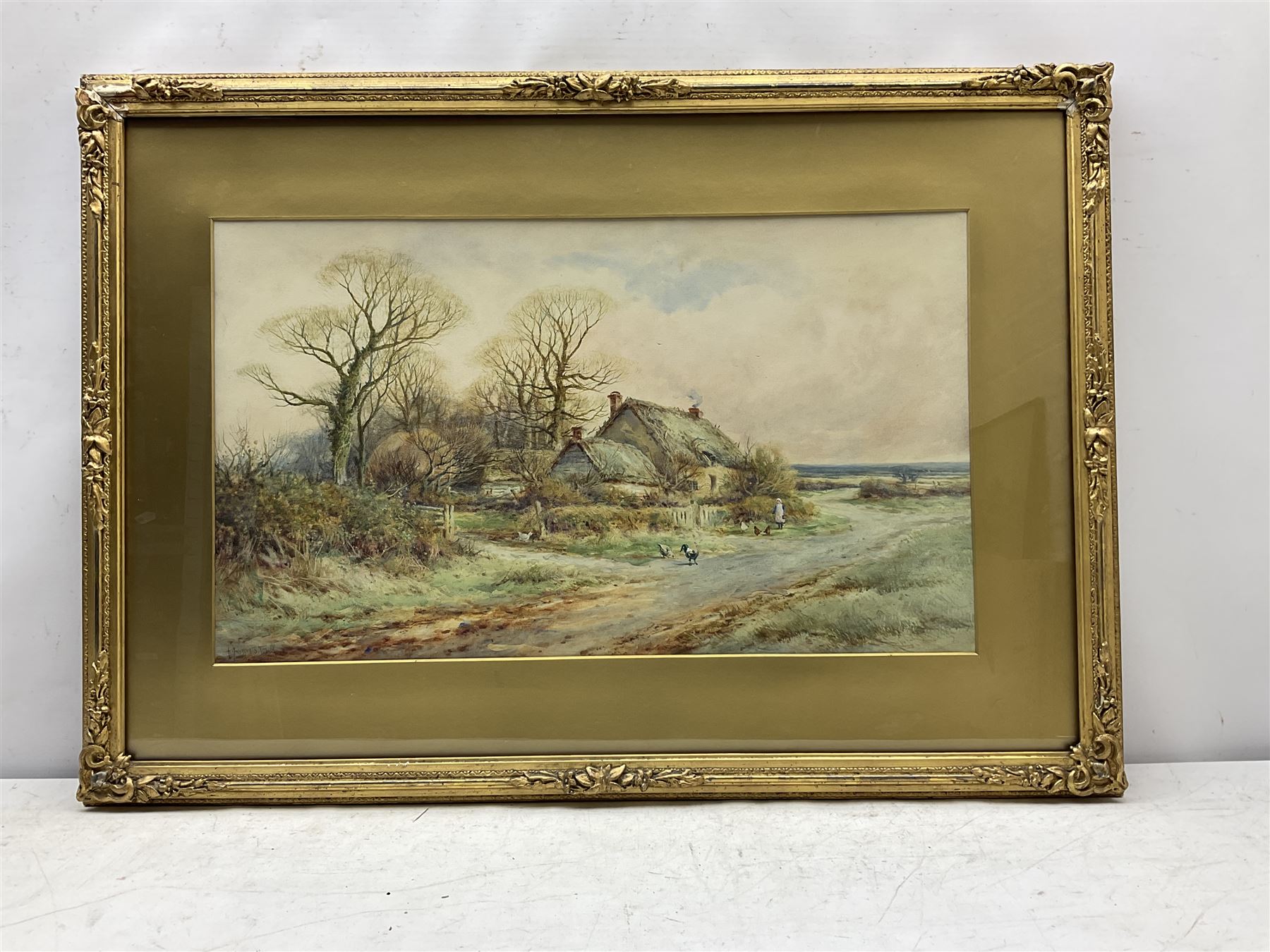 Alexander Molyneux Stannard (British 1878-1975): Feeding the Chickens, watercolour signed 37cm x 62cm