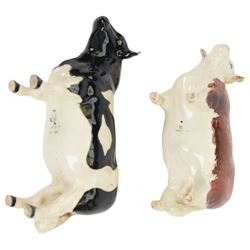 Five Beswick cattle figures, comprising Hereford family; Bull, model 1363, Cow, model 1360 and Calf, model 1827, Friesian Bull Ch. Coddington Hilt Bar, model 1439 and Friesian Cow Ch. Claybury Leegwater, model 1362  